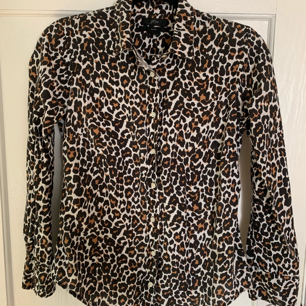 J. Crew Leopard Button Down Shirt